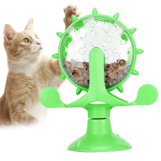 Interactive Cat Puzzle Feeder Toy – 360° Rotating (Green)